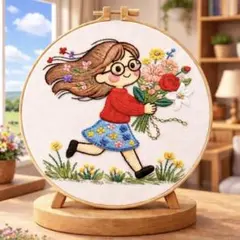 女の子 花 刺繍キット ホームウォールデコレーション