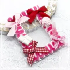 トレカケースデコホイップデコB8 量産 ガーリー 赤ピンク白 スイーツリボン②