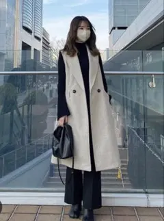 ZARA ダブルブレストソフトロングベスト ジレ