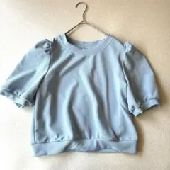 DAZY パフスリーブ 半袖カットソー　トップス XL 水色