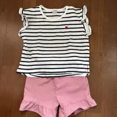 petit main 110 ストライプTシャツとパンツセット