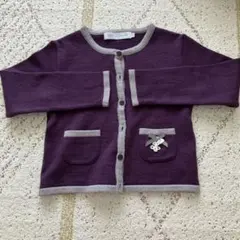 Tartine et Chocolat パープル カーディガン　猫　110