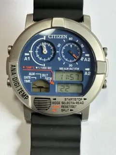 美品　シチズン　アナデジテンプ　ブルーのサムネイル