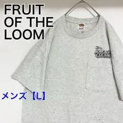 YAA11【US輸入】フルーツオブザルーム　Tシャツ【メンズL】半袖　白グレー