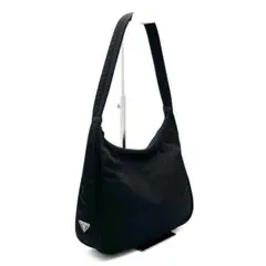 美品✨　PRADA プラダ　ワンショルダーバッグ　ナイロン　三角ロゴ　ブラック PRADA（プラダ） 三角ロゴプレート ハンドバッグ ワンショルダーバッグ