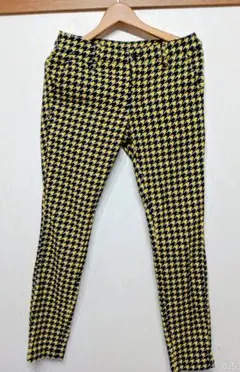 Jack Bunny!!パンツ黒と黄色のハウンドトゥースパターン　裏起毛