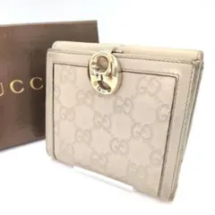 希少 GUCCI オールドグッチ 二つ折り財布 グッチシマ ゴールド金具