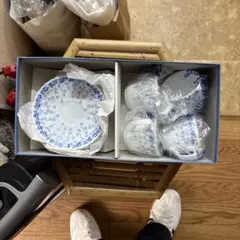 Hoya 青い花柄 ティーカップセット