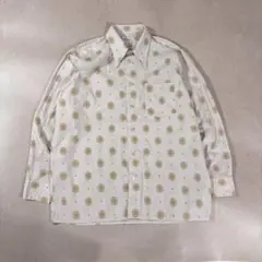 70sユーロヴィンテージ Kings Ford ポリコットン長袖シャツ 総柄