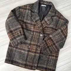 ブラウン ツイード ダブルブレスト チェスターコート | Mercari