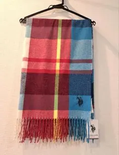 【新品未使用】U.S. POLO ASSN. チェック柄マフラー ブルー/レッド