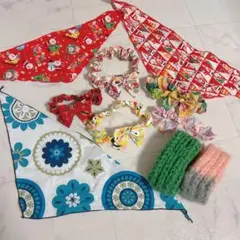 小型犬用 アクセサリー 10点 首輪 リボン スカーフ マフラー ハンドメイド