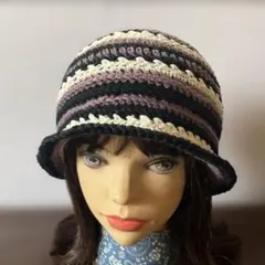 バケットハット　クラッシャーハット クロシェハット　ニット帽子　かぎ針編み