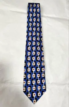 GUCCI 幾何学模様 ネクタイ　ブルー系