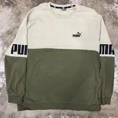 古着 00s PUMAプーマ マルチカラースウェット ベージュ グリーン XXL