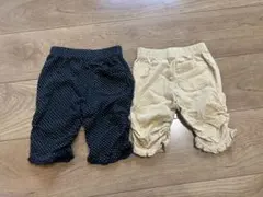西松屋 ドット柄パンツ2点セット（黒・ベージュ） 保育園 まとめ売り