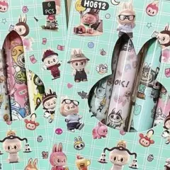 ラブブ柄消せるボールペン6本セット替芯6本青