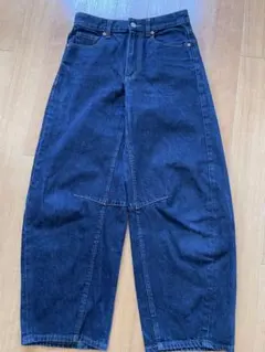 (GU )ジーユー バレルレッグ ジーンズ ダークブルー) (Mサイズ)