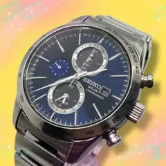 《美品 稼働品》 セイコー メンズ腕時計 アラームクロノ スモセコ ソーラー
