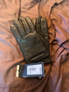 EMPORIO ARMANI ラムレザー 裏ウール グローブ メンズ ブラック