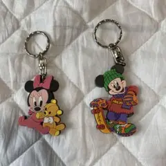 ミッキー・ミニー キーホルダー素材ラバー　2個セット