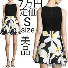 美品alice+olivia リリープリント ボックスプリーツワンピースドレス