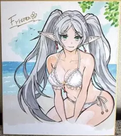 手描きイラスト フリーレン 水着 小色紙のサムネイル