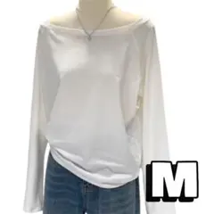 【Mサイズ】ワンショルダー オフショルダー Tシャツ 長袖 肩出し トップス