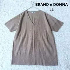 美品【BRAND e DONNA】Vネックトップス　サマーニット 半袖　茶色