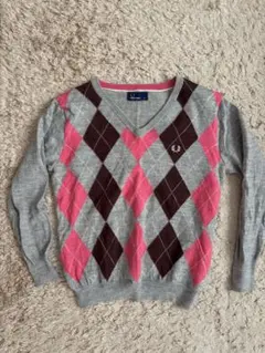 FRED PERRY ダイヤモンドパターン Vネックセーター