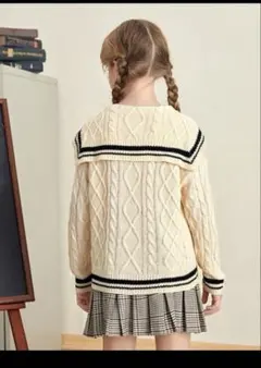 SHEIN セーラーカラー ケーブルニット セーター