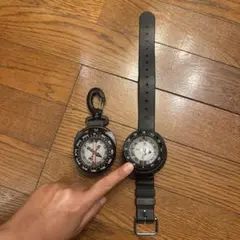 ダイビング用コンパスとリール付きホルダー