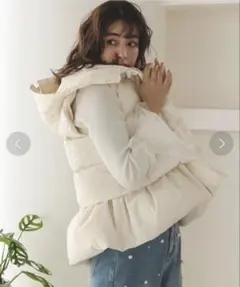 Mila Owen ミラオーウェン フード付きパテッドフレンチダウンベスト