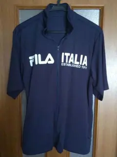 FILA ITALIA ハーフジップ 半袖シャツ ネイビーメンズ、レディースM