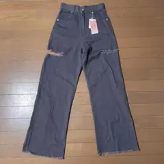 clear サイドカットデニムパンツ チャコールグレーCGY　Sサイズ