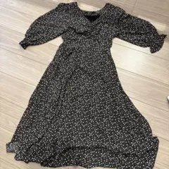 One way 花柄長袖ロングワンピース