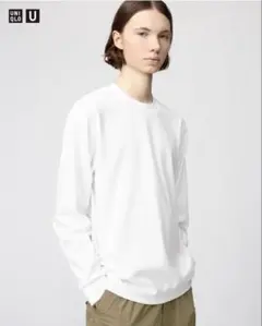 UNIQLO エアリズムコットンクルーネック　ホワイト 長袖 Tシャツ　Lサイズ