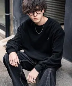 KANGOL ボア クルーネック スウェット ブラック