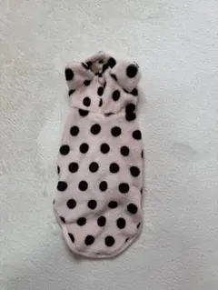 犬用フリース水玉模様服 フード付き