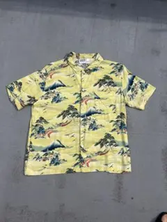 chico's design 柄シャツ　アロハシャツ　半袖　黄色　サイズ3