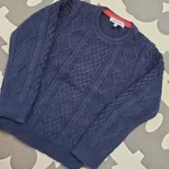 ネイビー ケーブルニット セーター 120cm,