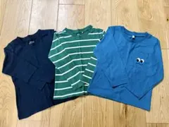 長袖カットソー3枚セット（ブラック・ストライプ・青）