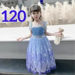 プリンセス ドレス エルサ風 120cm お誕生日 記念日 ディズニー 雪の結晶