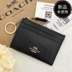 新品　正規品☆COACH コーチ　コインケース　ブラック　レザー