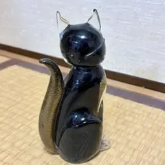 骨董 招き猫 黒猫 陶器 オブジェ 置物 インテリア 工芸品 美術品 A2572