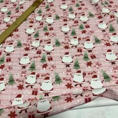 クリスマスワッフルニット生地