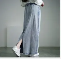 大きいサイズ レディース カットデニムナロースカート 4L