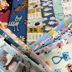 NO.41ぜんぶネコ柄ハギレ16枚(4-14)