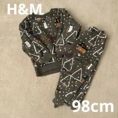 H&M 98 スウェット 上下 セットアップ クリスマス 雪だるま カーキ