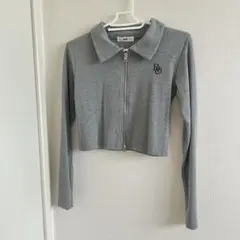 WEGO 長袖 グレー トップス ショート丈 チャック